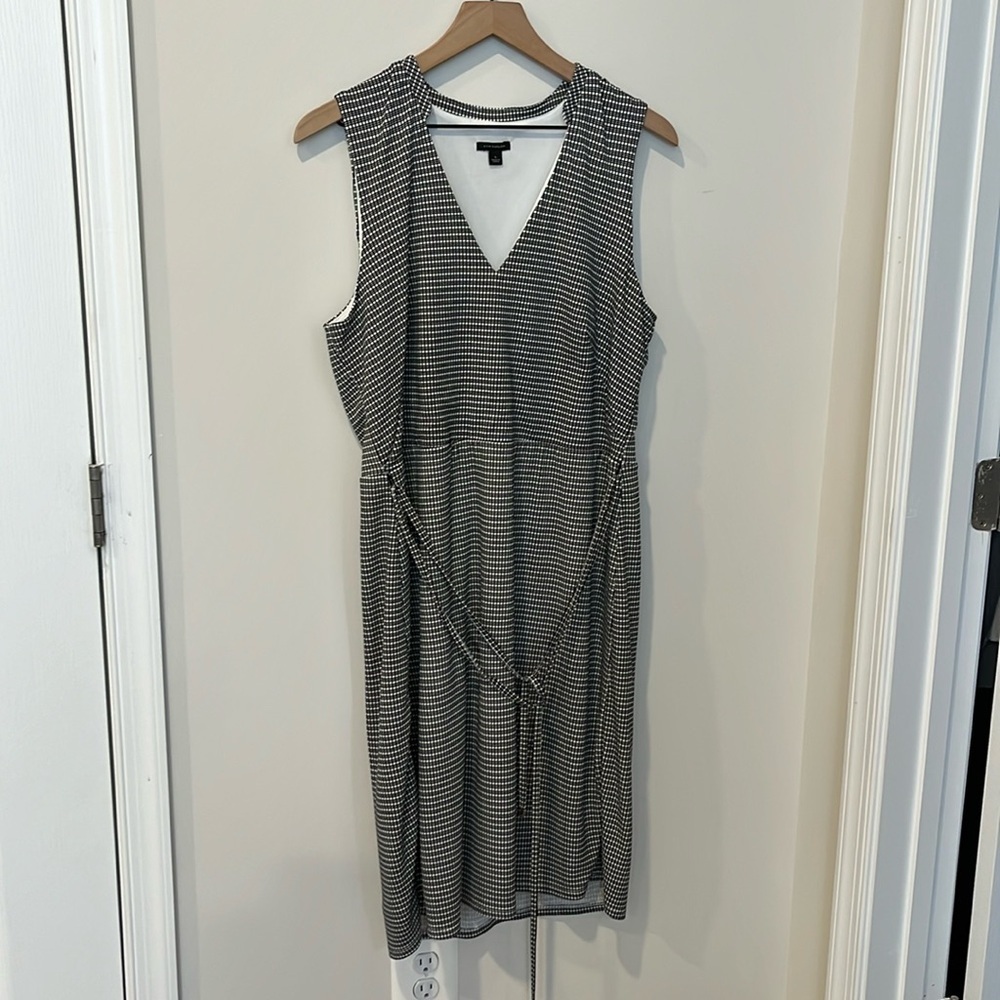 Ann Taylor Dress Mod Plaid Geo Print Career Wear Size L